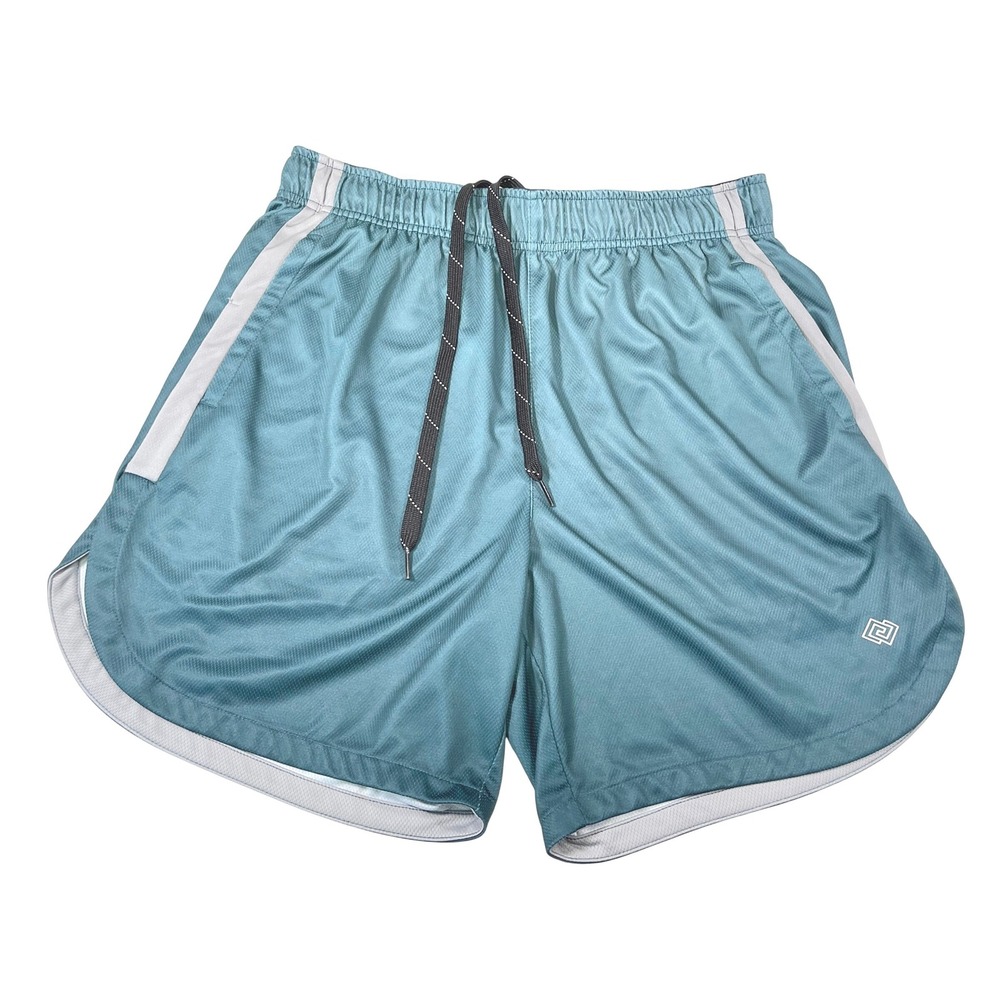 Zelos Large Teal Mesh Athletic Shorts Drawstring Dolphin Hem Gorpcore Sporty